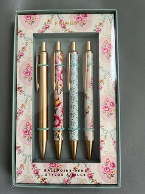 NEW Fringe Studio Floral Ballpoint Pen Set - Pink, Gold, Teal